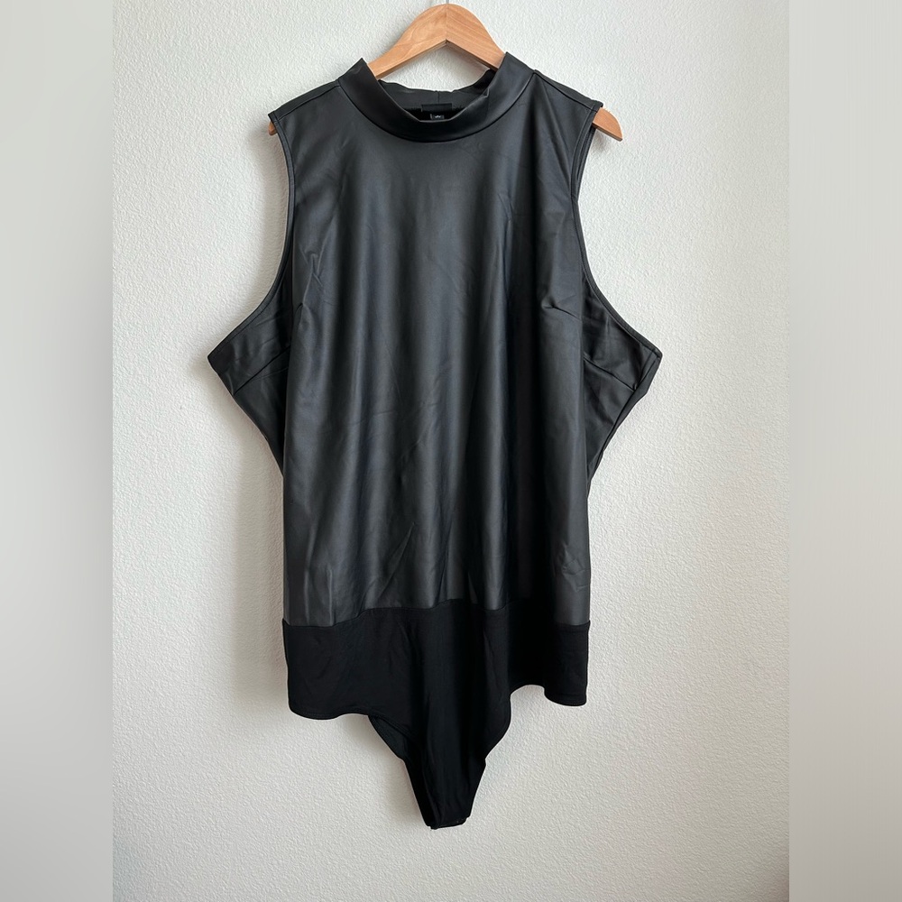Torrid 6X Black Mock Neck Faux Leather Bodysuit